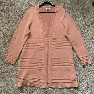 Old Navy Long Open-Front Mix-Stitch Cardigan in Pink Size XL
